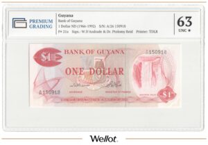 1 Доллар ND (1966-1992) Гайана PG 63+ UNC